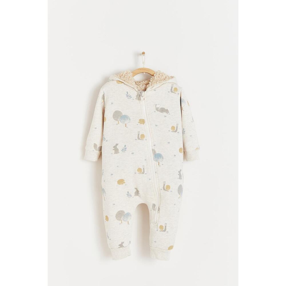 Babycottons Beige Toni Sherpa Lined Zip Coverall One-Piece Unisex baby Newborn